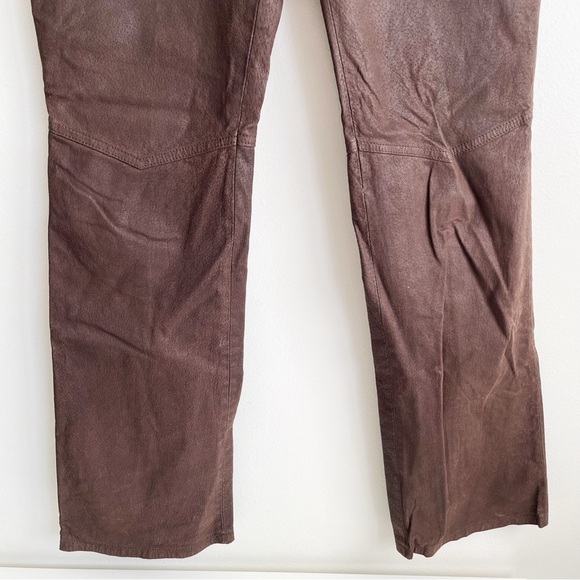 Vintage Route 66 Leather pants chocolate brown button fly y2k western bratz 26 - Picture 11 of 15